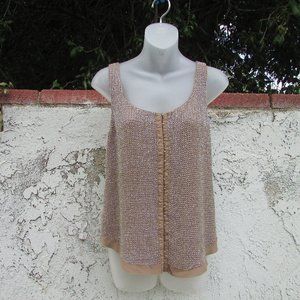 Renzo + Kai tan beaded silk blouse M